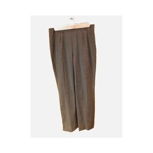 Gray Wool Striped High Waist Pants By Les Copains Milano, Side Zipper   Size S